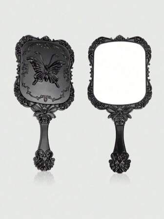 1pc Minimalist Black & White Butterfly Design Square Handheld Makeup Mirror, High Definition Portable Compact Mirror For Travel, Pocket, Purse,Cheap,Stocking Stuffers,Makeup,Makeup Tools,Cheap Stuff,Gifts,Gifts For Women,Christmas Gifts