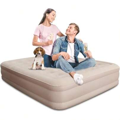 Camping Air Bed 40CM Comfortable Thicken Automatic Air Mattress SelfStop  HighSpeed Pump Comfort Queen Size Double Airbed For Home Camping Guests 2Minute Inflation