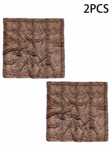 1条女士90*90时尚豹纹印花方巾，新款夏季头巾，可作腰带、装饰品、丝带、发带或领巾使用，适合日常穿着。 - 02-咖啡 - 查看 9