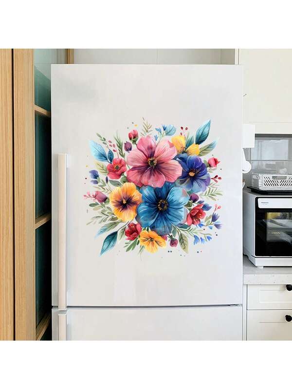 Hand-Painted Floral Wall Stickers, Colorful Floral Vinyl Decals, Plant-Themed Wall Decorations, Suitable For Living Rooms And Bedrooms, Removable, Rustic Style Decorations, Fresh And Pastoral Style Removable Wall Decorations, Home Decor, Create A Beautiful Room.