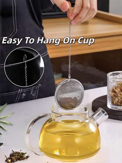 1PC Premium Stainless Steel Tea Infuser - Extra Fine Mesh Tea Strainer Ball With Secure Locking Lid & Hanging Chain, Reusable Loose Leaf Tea Filter For Easy Brewing And Cleanup, Ideal Tea Accessory For Home Office Travel Gifts, Durable Tea Maker Tool With Carabiner Hook For Tea Enthusiasts,Ideal For Teapot, Mug, Travel Cup,Dishwasher , Rust Proof Kitchen Accessory, Must Have For Tea Lovers,Tea Accessories,Christams Gift