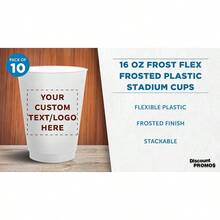 DCustom Frosted Plastic Stadium Cups 10 Pack Promotional Text Logo 16 Oz. Shatterproof Flexible Reusable Party Cups Natural - 客製天然 - 查看 3