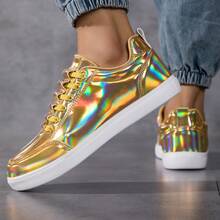 Men's Comfortable & Durable Sports Shoes, Men's Formal Shoes With Glossy Design For Fashion & Daily Wear, Men's Versatile Casual Shoes - Gold - View 12