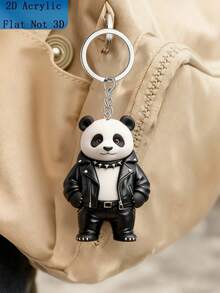 1 süßer Panda auf orangefarbenem Hoodie - 2D flacher Vinyl-Hängeaccessoire - perfekt für Autos, Rucksäcke, Schlüsselanhänger | Lustige Heimdekoration, ideales Geschenk, Schlüsselanhänger-Accessoire | fröhliches Design, kommt mit Kette [Das Produkt muss manuell installiert werden.] Taschenzubehör Schlüsselbänder mit ID-Halter Autozubehör Taschenanhänger Weihnachtsauto Lehrer Freundin Schwester Geschenkideen