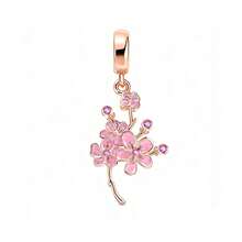 Mặt dây chuyền hạt charm hình hoa nhiều tầng tự làm phù hợp làm quà tặng trang sức bạc nguyên chất Châu Âu - Nhiều màu - Xem 15
