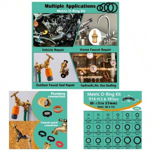 37 Size 1075 Pcs Faucet Washers O - Rings Kit Plumbing Gasket 3 - In - 1 Home Universal Rubber Washers Assortment Kit Faucet Hose Spigot Plumbing Seal Repair With Pick Hook