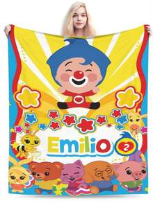 Plim Plim Anime Flannel Blanket For Girls Boys Anime Gifts Throw Blanket Cozy Plush Flannel Fleece Print Blankets Double-Layer Blanket Lightweight Fuzzy For Bed Decor - 黑色 - 查看 2