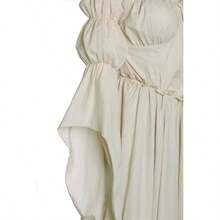 Vestido de disfraz medieval y renacentista, vestidos de época victoriana y regencia para mujeres - Pequeño-Mediano + Beige - Ver 5