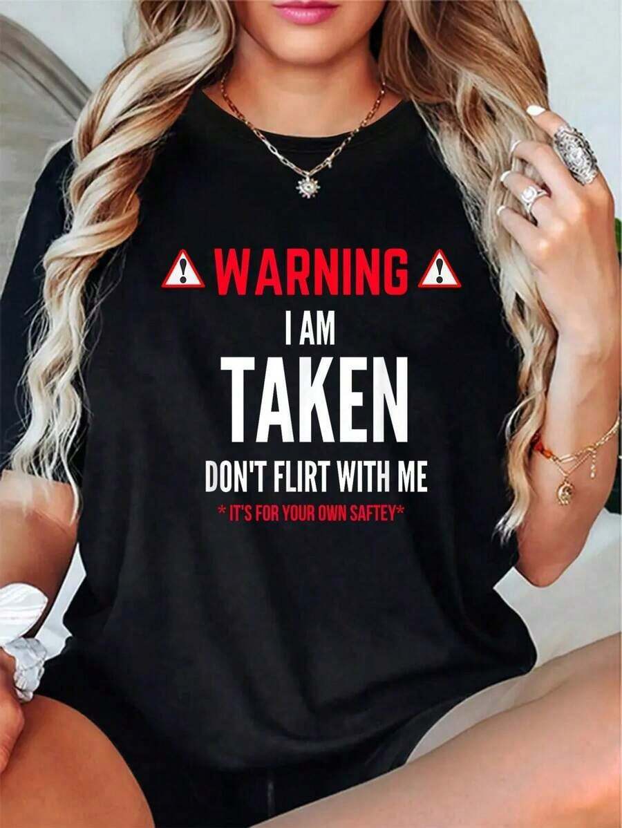 Cotton Funny I'Taken-Shirt Men - Don'With Me-ShirtFashionable Women's Clothing - màu đen - Xem 1
