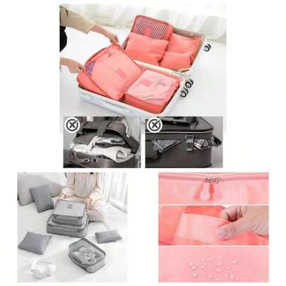 6 Pieces Portable Luggage Packing Cubes, Suitcase Organizer Bags Set, Luggage Compartment Bags Travel Essentials Purple
