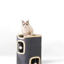 1pc Multi-Functional Year-Round Tree Hole Square Multi-Layer Funny Cat Bed, Sisal Rope Barrel