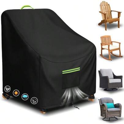 Outdoor Waterproof Chair Cover Heavy Duty Patio And Adirondack Chair Protector For Garden Furniture And Backyard Use Black 102*109*124cm