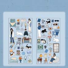 2张自然主题贴纸，星空图案，创意人物及生活方式图案，适用于剪贴簿、手账装饰、DIY手工、剪贴簿用品、趣味贴纸、笔记本电脑贴纸、Kindle手机贴纸 - 彩色 - 查看 17