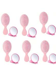 2/6/12/24 Pcs Mini Hair Brush Set, 12 Pcs Travel Wet & Dry Hair Comb, Pocket Smooth, 12 Pcs Compact Folding Makeup Mirror, Suitable For Spa, Overnight, Birthday, Bridal, Bachelorette, Christmas Party Gifts (Blue, Purple, Pink, Black) - Multicolor - View 18