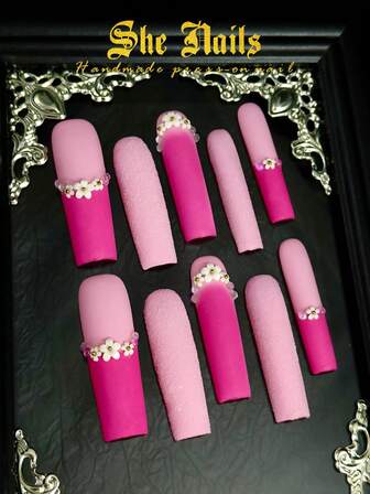 10 قطعة من أظافر Y2K الفرنسية الغربية المحيطية اللامعة، أظافر وردية، أظافر حمراء، أظافر أزرق فاتح، أظافر لامعة، زخرفة يدوية ثلاثية الأبعاد بنجمة البحر والصدف، أظافر أكريليك مصنوعة يدويًا بشكل مربع طويل ومنحوتة ثلاثية الأبعاد بألوان مائية، الخيار الأول لمطابقة ملابس البكيني والشاطئ.