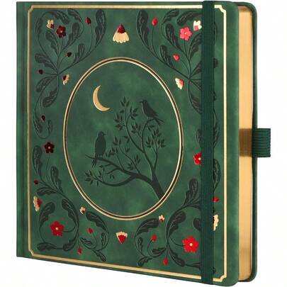 Bullet Dotted Journal Dot Grid Notebook For Women Men Hardcover PU Leather Journal 160 GSM Thick Paper 160 Numbered Pages With Gold Edges 8 X 8 Square Diary