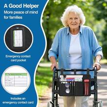 Walker Bag, Walker Basket with Cup Holder, Walker Accessories Seniors with Multiple Pockets and Zippered Compartment, Walker Storage Pouch Rolling Folding Walker, Black - inicial - Ver 5