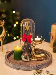 1pc Wooden Tray For Festive Birthday Party Decor, Farmhouse Candlestick, Vintage Coffee Tray For Living Room, Solid Wood Tray,Kitchen.Gifts, Storage Boxes, Kitchen Utensils, Home Furnishings. - Multicolor - View 5