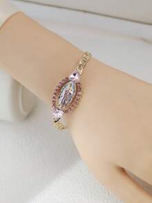 1 件心形锆石镀金圣犹大圣母玛利亚女士时尚手链长度 7 英寸情人节