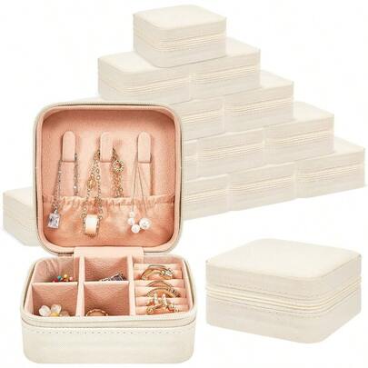 Taiyin 6 Pcs Travel Jewelry Case Organizer Small Box Bridesmaid Gift Boxes Mini Storage White