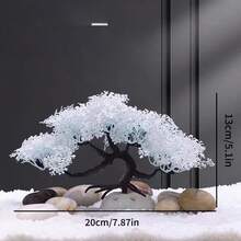 1 Set Aquarium Decor Accessories, Creative Cartoon Landscape Ornaments, Fake Pink & White Sakura Tree For Fish Tank Decoration - Multicolor - View 3