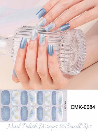 Semi Cured Gel Nail Strips , Jelly Beige, 16 Pcs Gel Nail Wraps, Stickers, UV Light Required, Salon Quality, Long Lasting