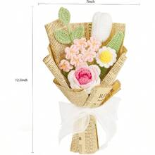 HandWoven Rose Artificial Flower Pack Of 1 Bouquet Packaging Beautiful Flowers Suitable For Family Table Decoration For Girlfriend Mother Valentine's Birthday Wedding Gift (Pink)