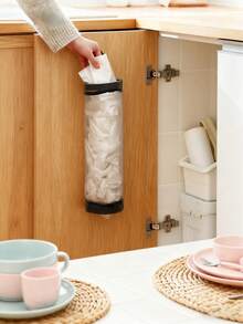 Bolsa de malla colgante para almacenamiento de bolsas de basura de cocina, dispensador de bolsas de plástico montado en la pared con ganchos, plegable, transpirable y lavable, para bolsas de compras de supermercado, organizador de cocina para el hogar - Multicolor - Ver 4