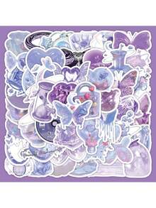 Aronclub Shiny Stickers, Girly Aesthetic, Korean Style, High-Quality Decals For Phone Cases, IPad, Journals - Purple - View 1