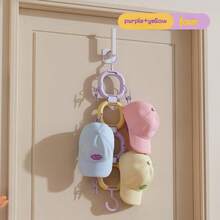 A Set Of 4-Ring Storage Hooks, Over-The-Door Hat Storage Clips, Household Baseball Cap Storage Rack, Multi-Functional Bag Hanging & Display Rack For Wardrobes