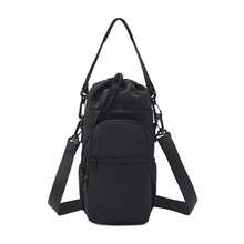Bolsa de botella de agua portátil con correa ajustable, tazasérmicas, funda protectora aislada, bolsillo para teléfono, bolsa de viaje para deportes al aire libre - Negro - Ver 12