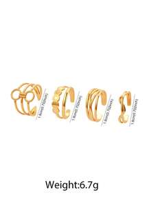 Aomogo 2 chiếc nhẫn thép không gỉ thiết kế rỗng, nhẫn mở, đơn giản và phong cách, nhẫn Unisex để đeo hàng ngày - nhẫn - Xem 10