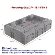 Chenille 2-In-1 Sofa Bed With Armrest Storage Pocket, Three Metal Frames And Multiple Configuration Options - 黑色+雪尼爾+6座 - 查看 4