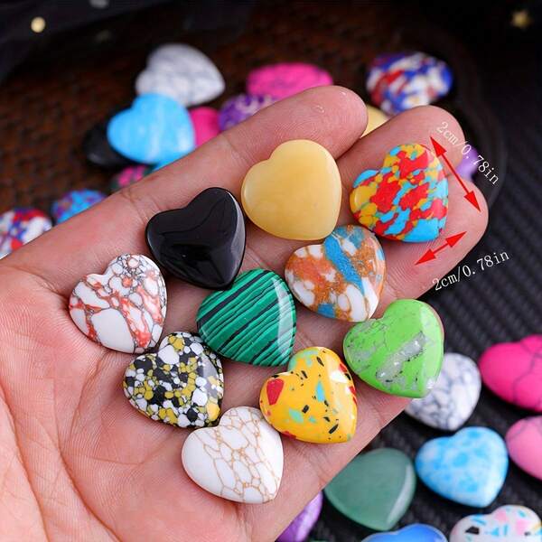 10/25/50/90 Stücke zufällig geschnitzter Herz-Deko für Garten, Aquarium, Party - Naturstein, synthetischer Kristall gemischtes Material Set, geeignet für Frauen - Urlaubsgeschenk