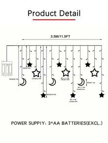 أضواء ستارة سلسلة نجوم وقمر، ديكور حفلة زفاف رومانسية، أضواء نجوم وقمر ساطعة بتأثير وميض بالبطارية، لون أبيض دافئ، أضواء فيري خارجية بطراز بوهيمي لامع، أضواء سلسلة LED لإكسسوارات الأقواس والحفلات والمناسبات الداخلية والخارجية، ديكور حفلة خطوبة وحمام عروس، قمر هلالي نجمي معلق، وضعين إضاءة، لغرفة النوم والجدران والحفلات والحدائق والمطاعم والمكاتب وغرف الصلاة، إكسسوارات حفلات المنزل الداخلية والخارجية وديكور الحديقة والتخرج - متعدد الألوان - مشاهدة 12