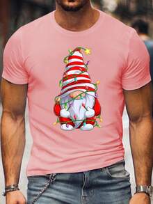 [Salidas Casuales] Camiseta Gráfica de Santa Claus de Navidad para Hombre de Talla Grande - Ligera, Transpirable, Poliéster, Cuello Redondo, Manga Corta, Lavable a Máquina - Diseño Festivo para Primavera/Verano/Otoño, TALLA GRANDE - Negro - Ver 9