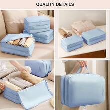Double-Layered Compression Packing Cubes Travel, Luggage Organizer Bags Compressible Suitcase Packing Bag Travel Accessories, Blue, - Màu xanh lam - Xem 6