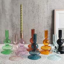 1pc European Romantic Glass Candle Holder, Suitable For Wedding, Valentine's Day, Dinner Party, Home Decor, Living Room Tabletop Ornament