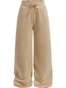 Girl's Straight Wide Leg Sweatpants Casual High Waisted Baggy Joggers Track Pants - 淺灰色 - 查看 6