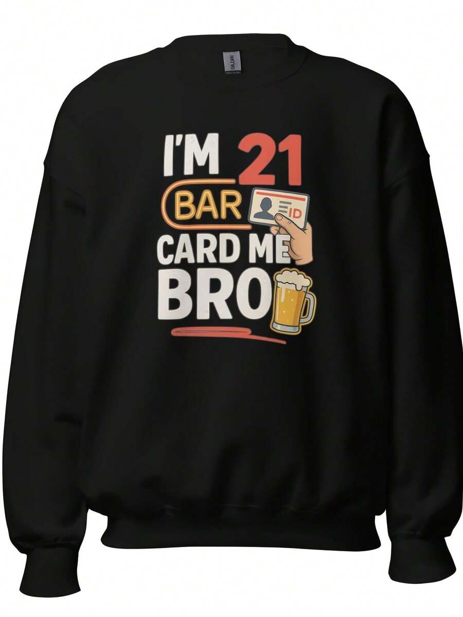 Cool 21st Birthday For  Boys 21 Year Old Legal Age Adult T-Shirt, Funny 21st Birthday Gift For  21st Birthday Card Me Bro BI10045,Autumn/Winter Hoodie Autumn Set - 款式20 - 查看 1