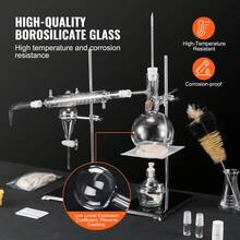 Essential Oil Distillation Kit, 500ml Distillation Apparatus, 3.3 Boro Lab Glassware Distillation Kit With Alcohol Lamp, Ceramic Mesh And 24, 40 Joint, 28 Pcs Set - White - View 3