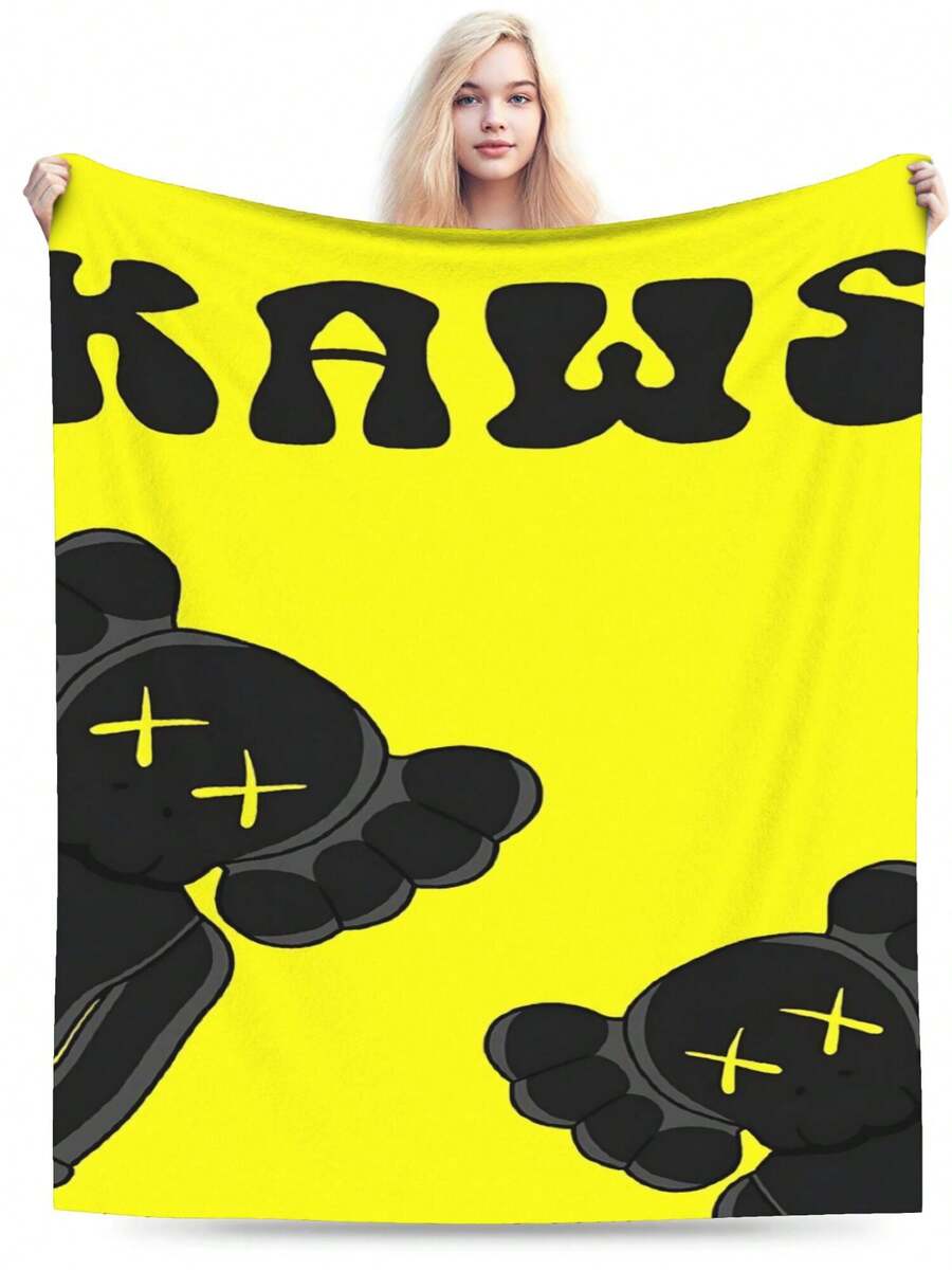 Kawss Kawaii Kaw Blanket  Cartoon Printed Flannel Blanket - Ultra Soft Anime Themed Gift For Birthday & Christmas Celebrations Boy And Girl - 黑色 - 查看 1