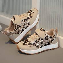 1双女童卡其色豹纹香槟色亮片新款户外运动鞋、网球鞋、跑步鞋,适合所有季节 - 卡其色 - 查看 10