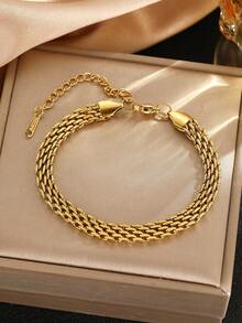 不锈钢精巧编织网状手链 女士粗金链时尚手链 男士饰品 女士礼物
