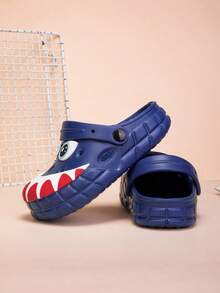 Atmungsaktive Kinder Cartoon Sandalen mit großen Zähnen und großen Augen, zweifarbig, lässig, bequem, rutschfest für Strand und Spiel, leichte EVA Klassische Sandalen/Hausschuhe für Innen und Außen