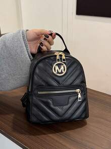 时尚休闲新款经典女士双肩包小容量两用皮革牛津手提包