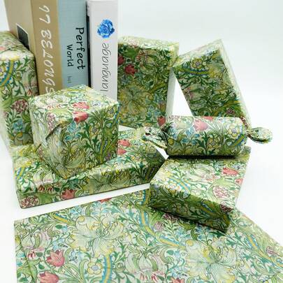 50*35厘米绿色自然花园图案半透明薄纸，彩色花卉装饰薄纸，节日礼品包装纸，生日派对装饰纸，情人节礼品包装纸，手工DIY材料纸，礼盒装饰薄纸，家居装饰包装用品，节日薄纸，印花薄纸，复古薄纸，适用于家居装饰、手工DIY装饰、花束包装