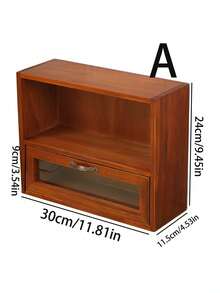 1pc Vintage Wooden Double Door Display Cabinet, Multipurpose Storage For Collectibles, Cosmetics, Coffee Cups, Decorative Drawers Organizer Box, Jewelry Box Gift (Acrylic Has Protective Film, Please Remove Before Use) - Brown - View 9