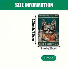 1 pieza Cartel de metal con gato de esquí vintage, arte de pared de aventura Meowtains retro, decoración de habitación y hogar, adecuado para cafetería, bar, restaurante y garaje, placa de metal (8"X12")