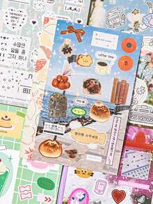 30pcs Vintage Sticker Book, Wildcat Series, M5 Sticker Book Cute Retro Style Scrapbooking DIY Sticker Album - Multicolor - View 9